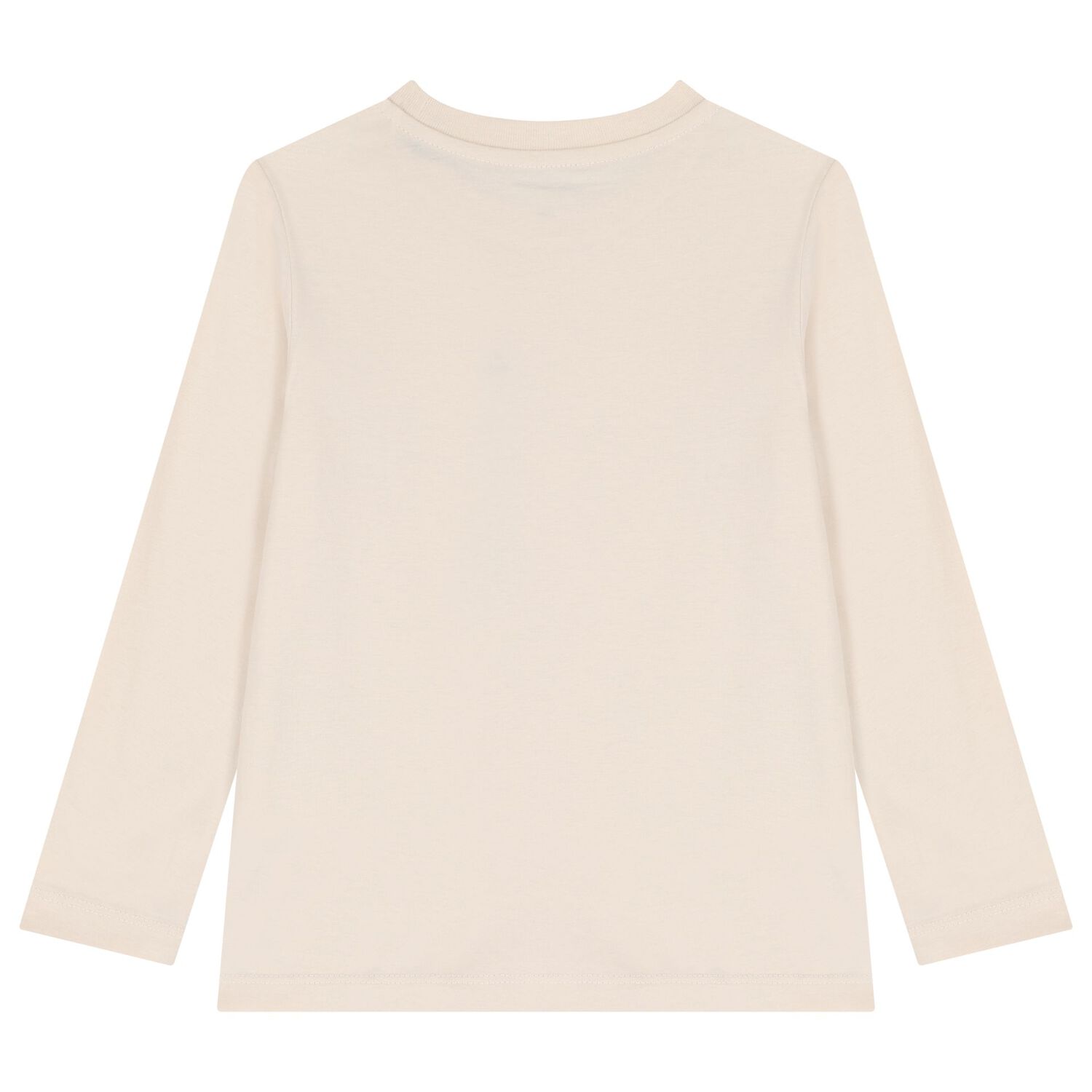 Boys Beige Logo Long Sleeve Top , 1, hi-res