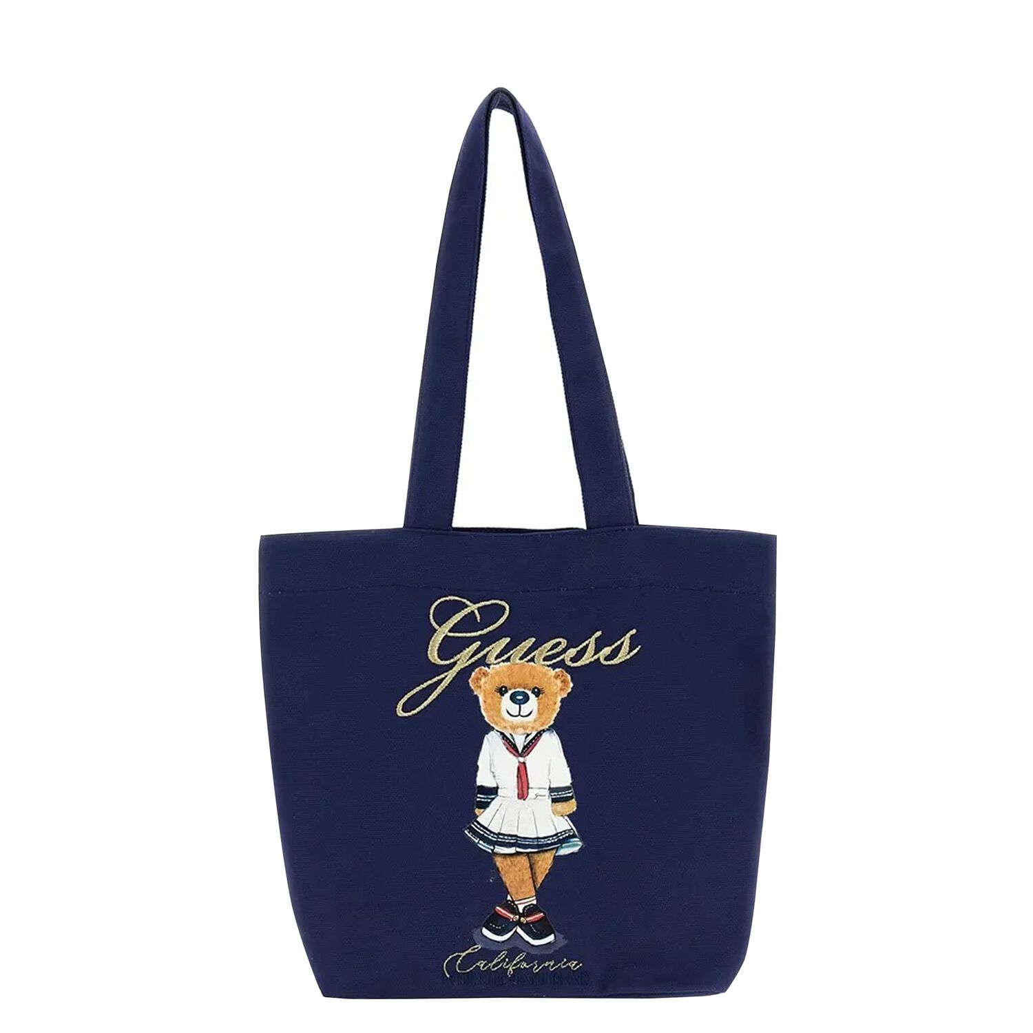Girls Navy Blue Teddy Bear Logo Tote Bag, 2, hi-res