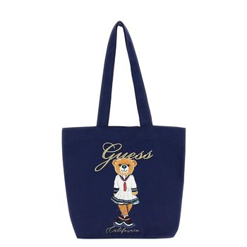 Girls Navy Blue Teddy Bear Logo Tote Bag