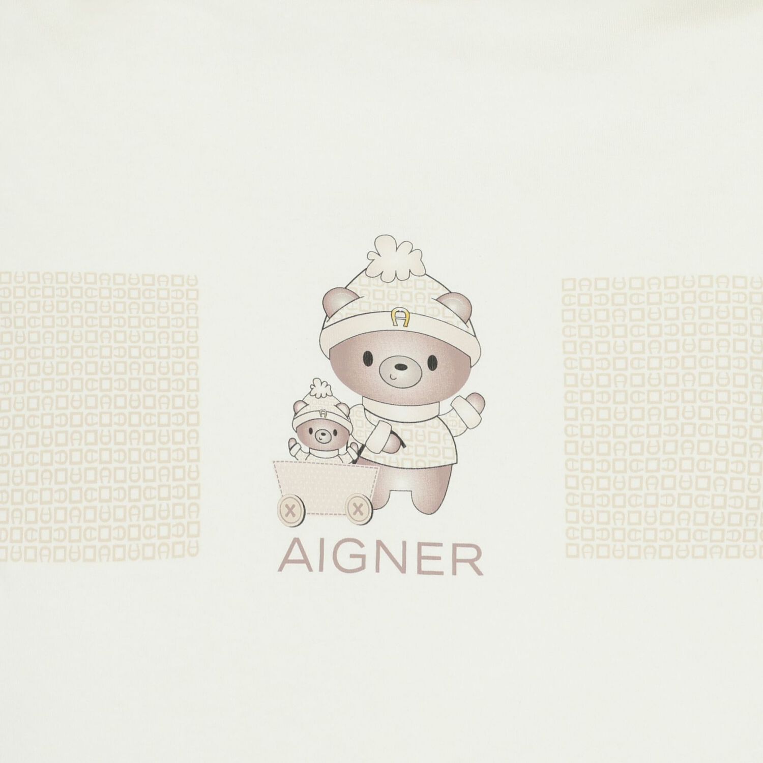 Ivory & Beige Teddy Bear Logo Baby Nest, 1, hi-res