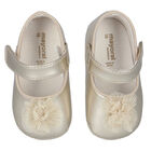 Baby Girls Gold Flower Pre Walker Shoes, 4, hi-res