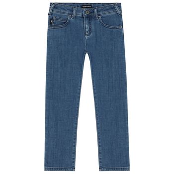 Boys Blue Logo Denim Jeans