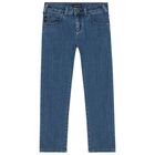 Boys Blue Logo Denim Jeans, 1, hi-res
