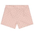 Girls Pink Jacquard Flower Shorts, 1, hi-res