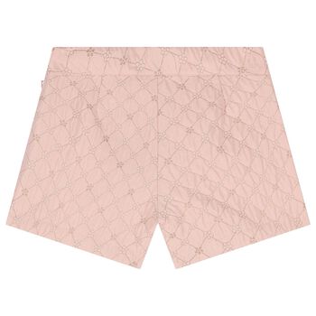 Girls Pink Jacquard Flower Shorts