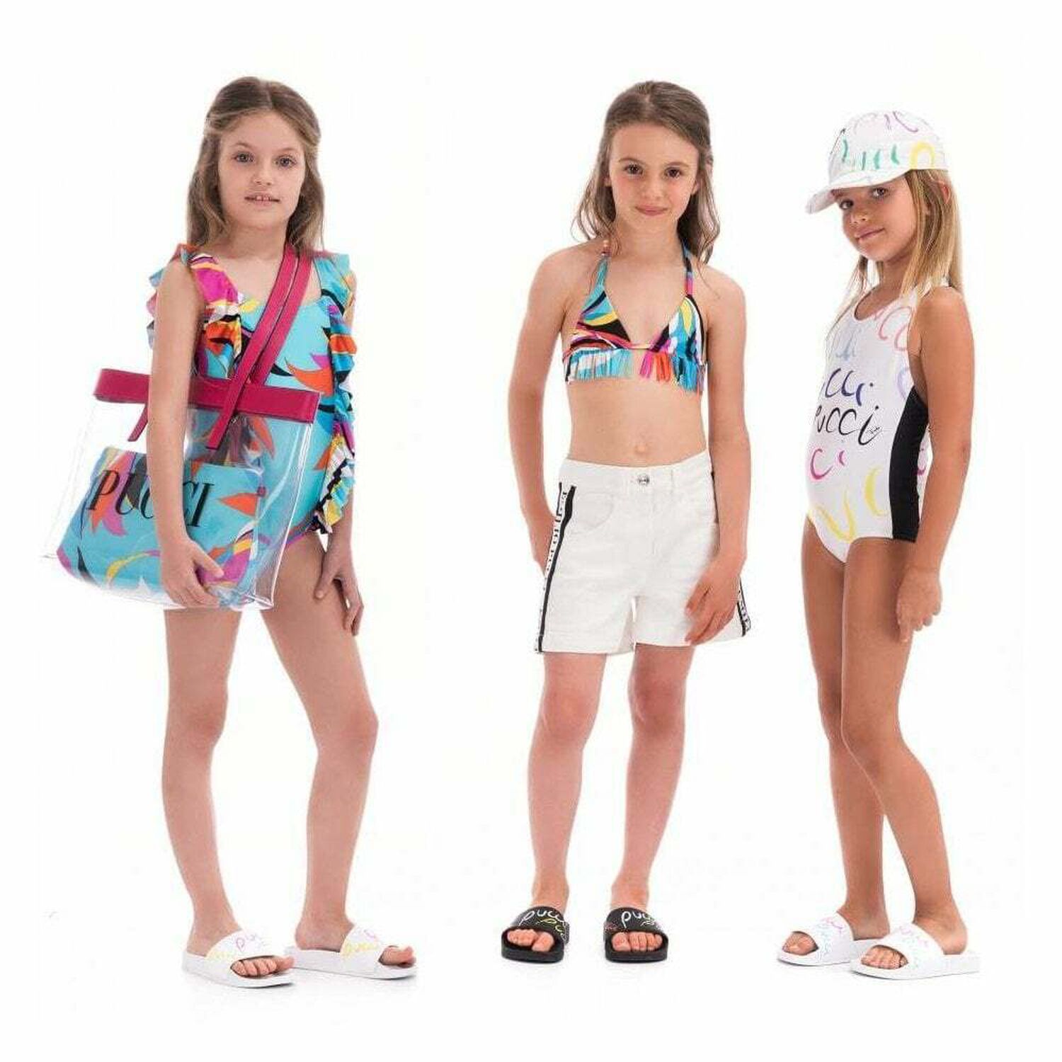 Girls White Logo Swimsuit, 1, hi-res image number null