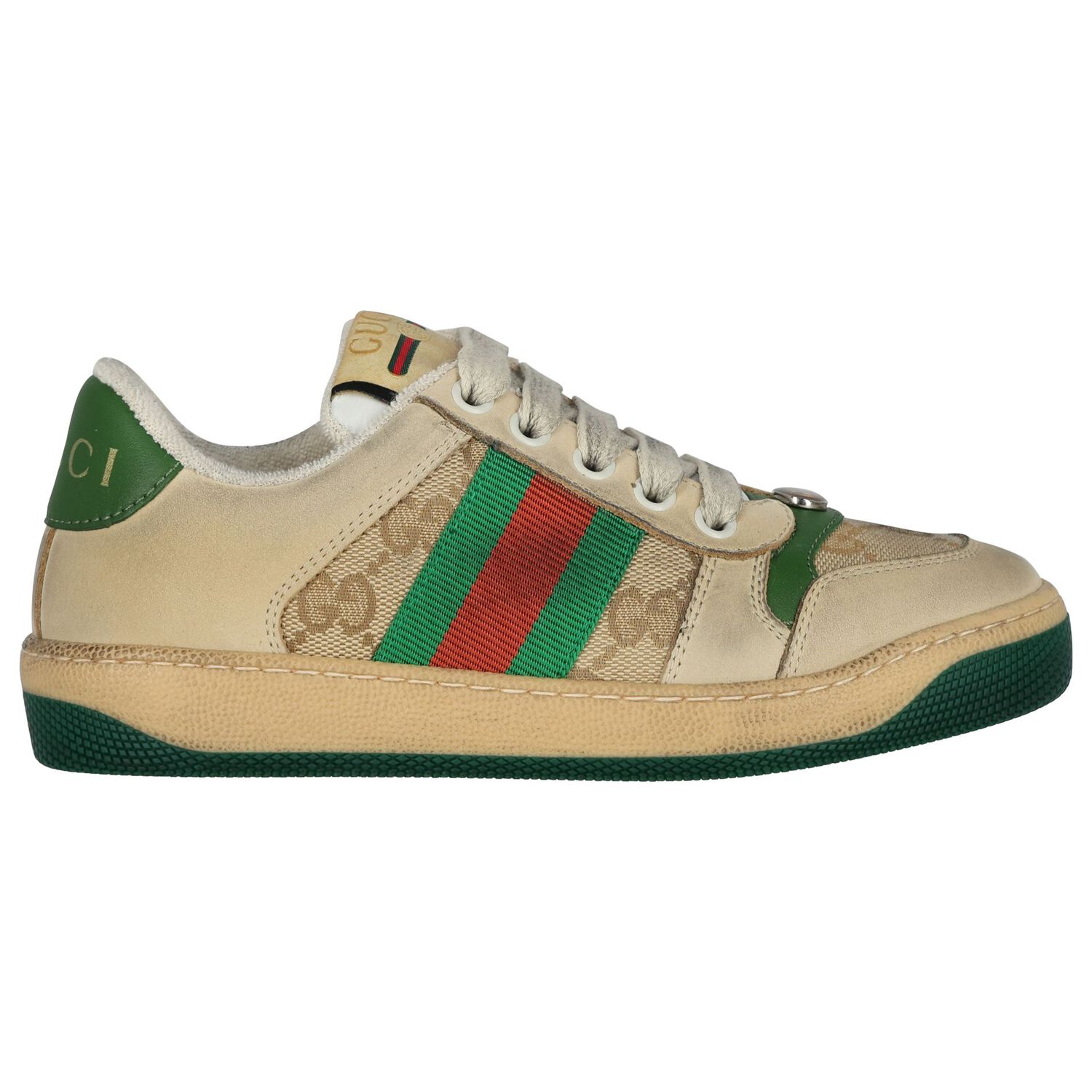 Beige & Green GG Supreme Trainers, 1, hi-res