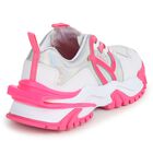 Girls White & Pink Logo Trainers, 1, hi-res