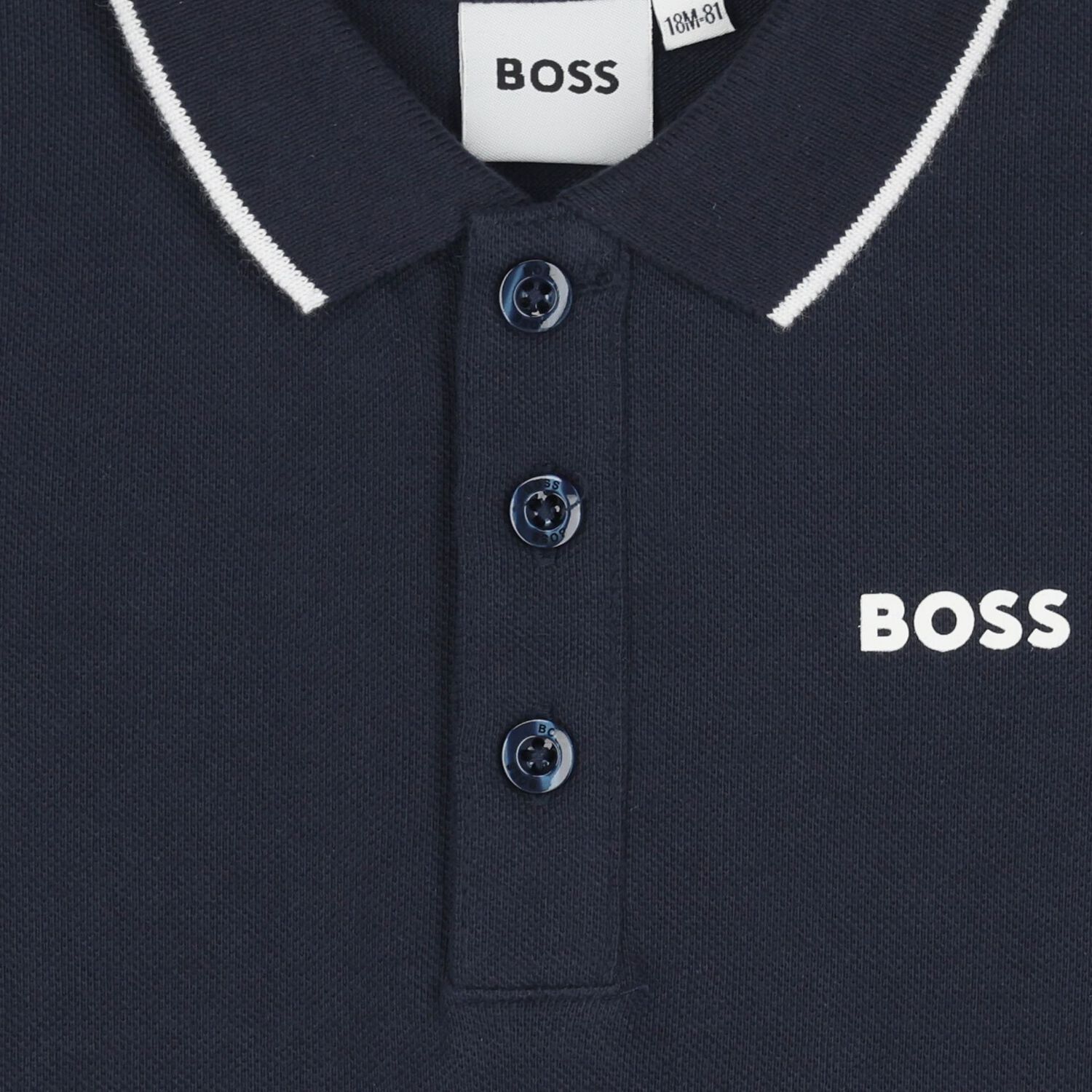 Younger Boys Navy Blue Logo Polo Shirt, 1, hi-res