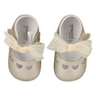Baby Girls Gold Bow Pre Walker Shoes, 3, hi-res