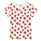 Girls Ivory & Red Strawberry T-Shirt, 1, hi-res