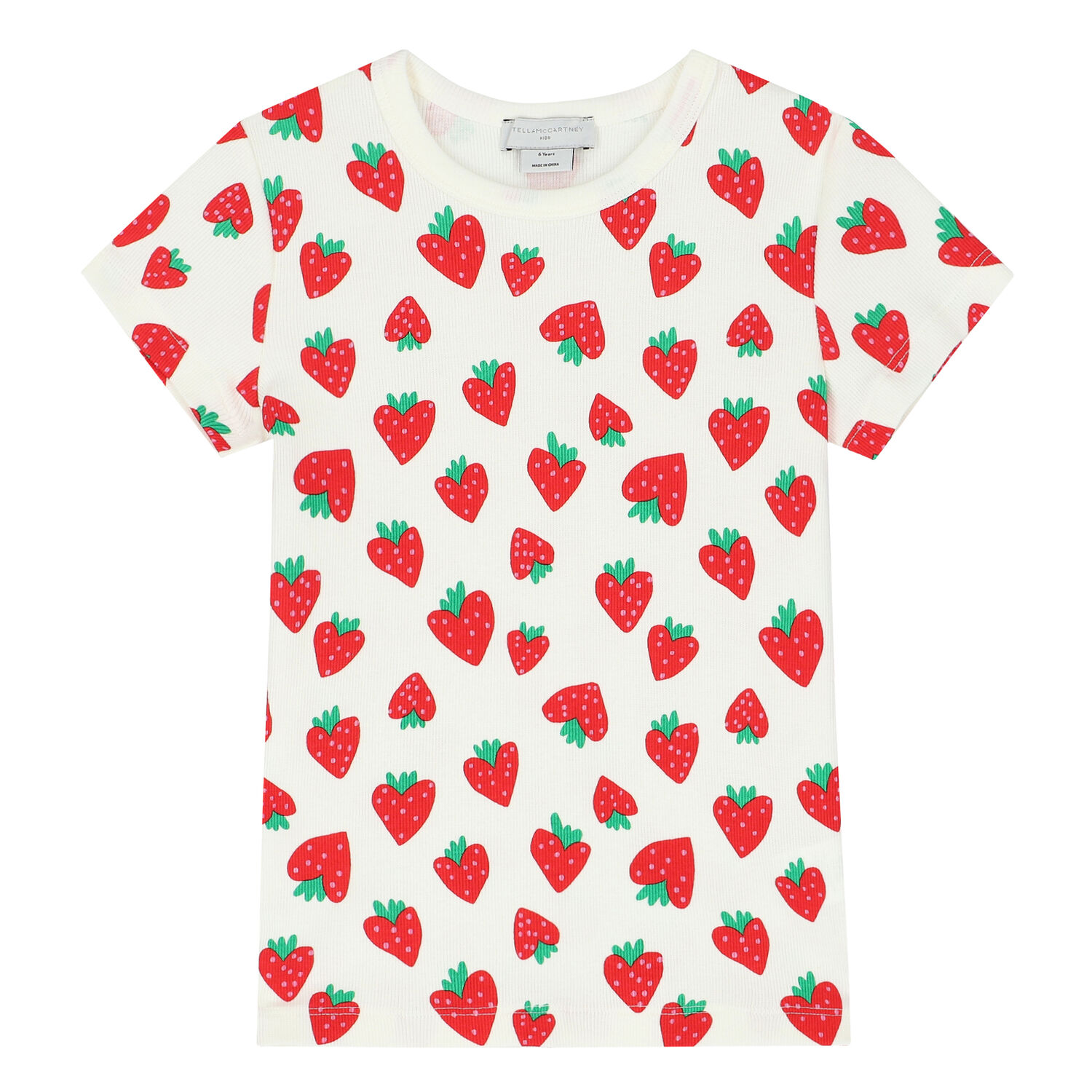 Girls Ivory & Red Strawberry T-Shirt, 1, hi-res