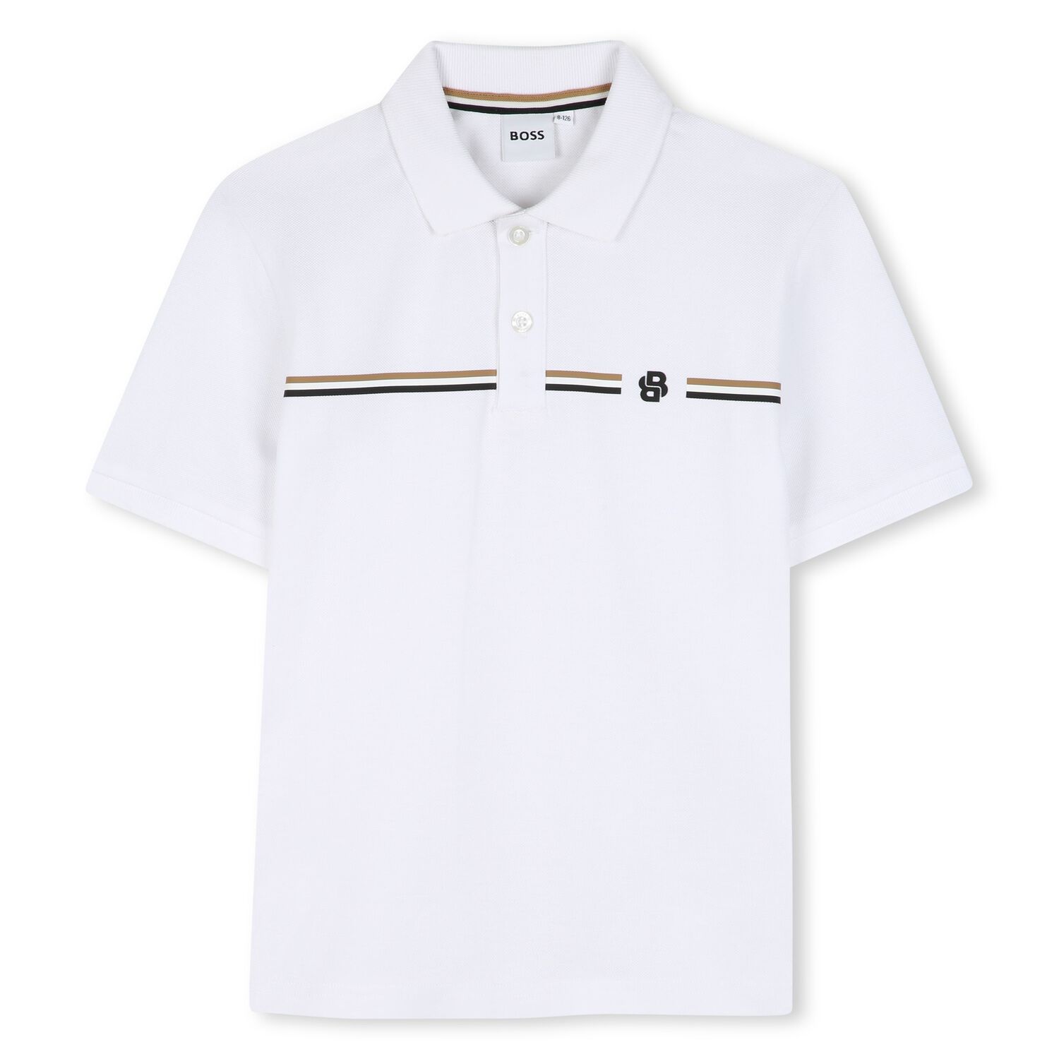 Boys White Logo Polo Shirt, 2, hi-res