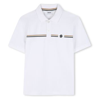 Boys White Logo Polo Shirt