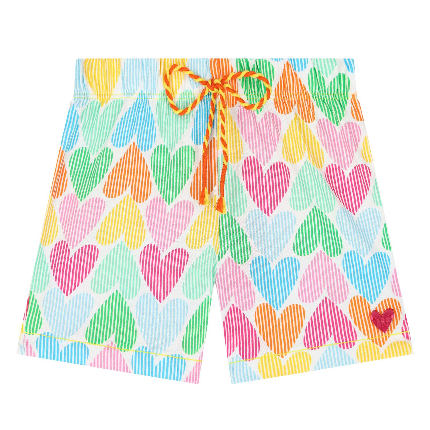 Girls Multi-Coloured Heart Shorts, 1, hi-res