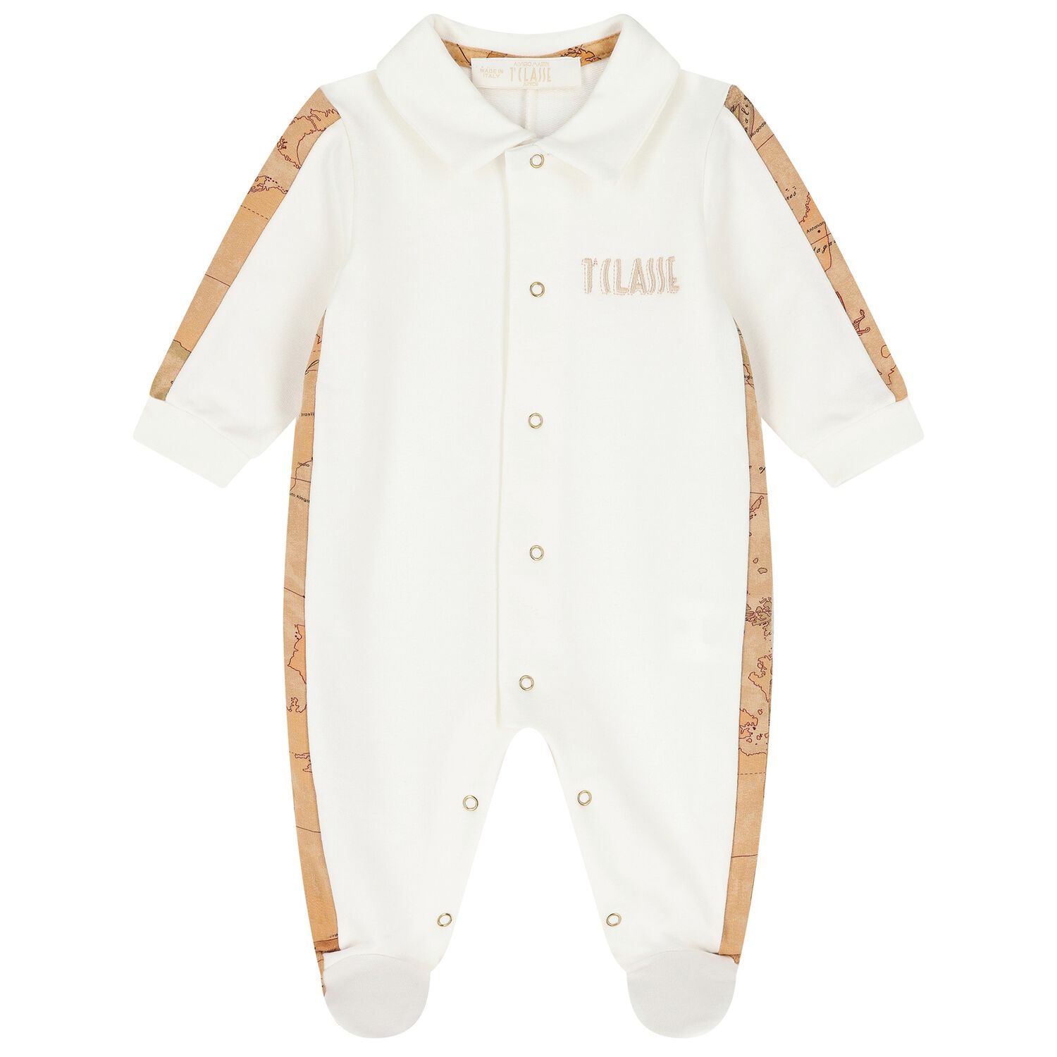 Ivory & Beige Geo Map Babygrow, 1, hi-res