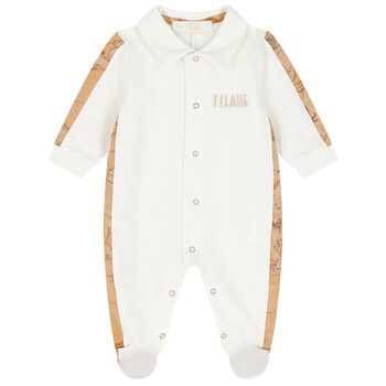 Ivory & Beige Geo Map Babygrow