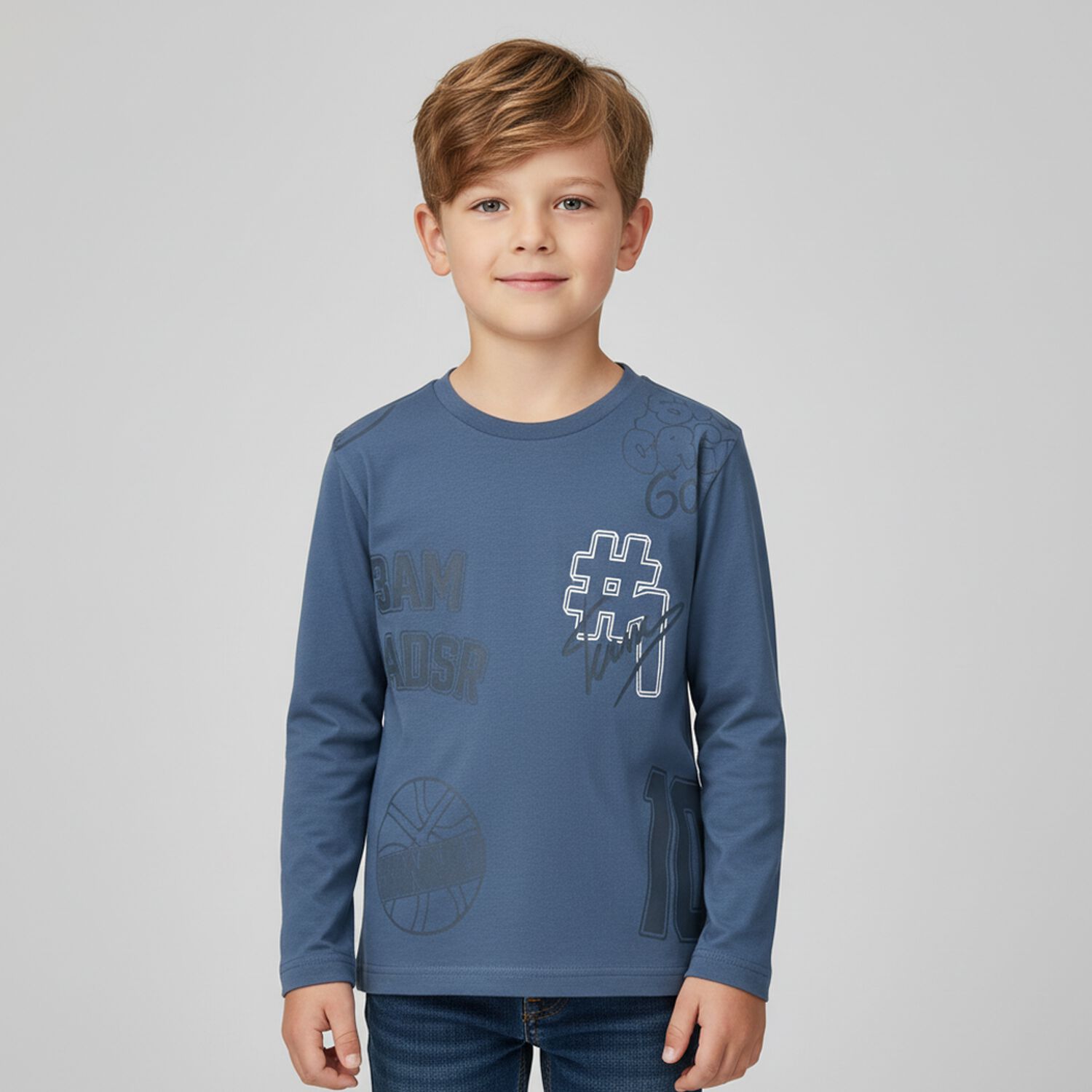 Boys Blue Long Sleeve Top, 1, hi-res