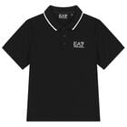 Boys Black Logo Polo Shirt , 2, hi-res