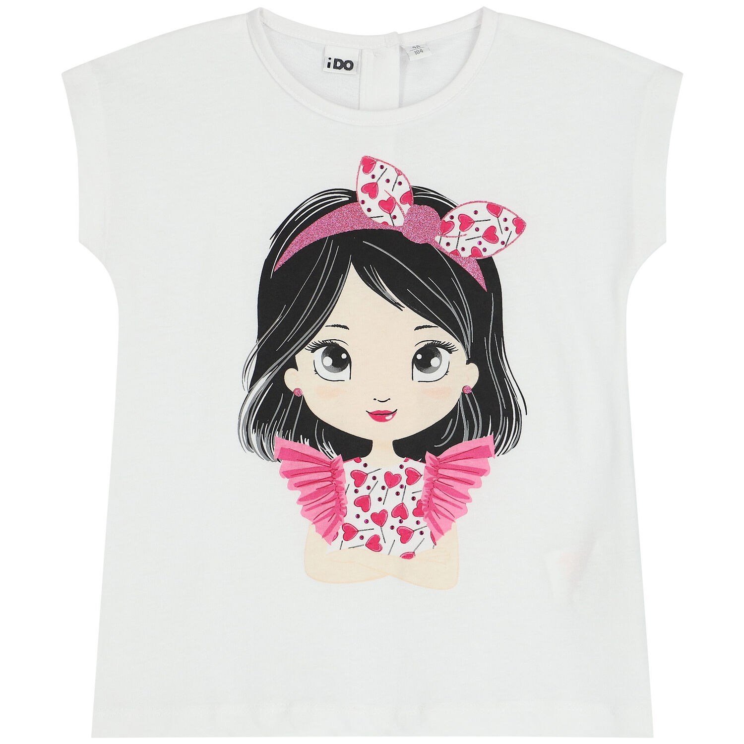 Girls White & Pink Glitter T-Shirt, 1, hi-res