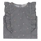 Girls Black & White Striped Top, 1, hi-res