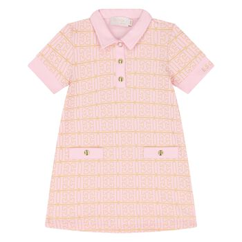 Younger Girls Pink & Gold Polo Dress