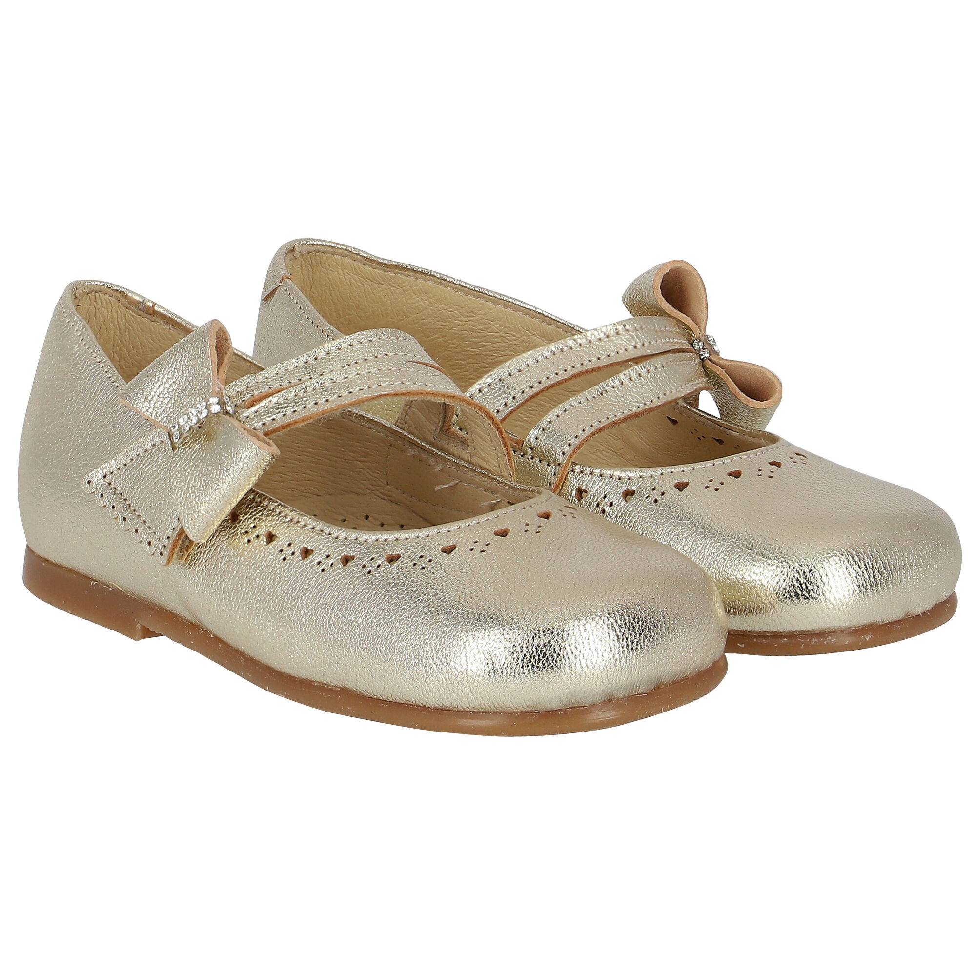 Early Days Baby Girls Gold Embellished Bow Shoes Junior