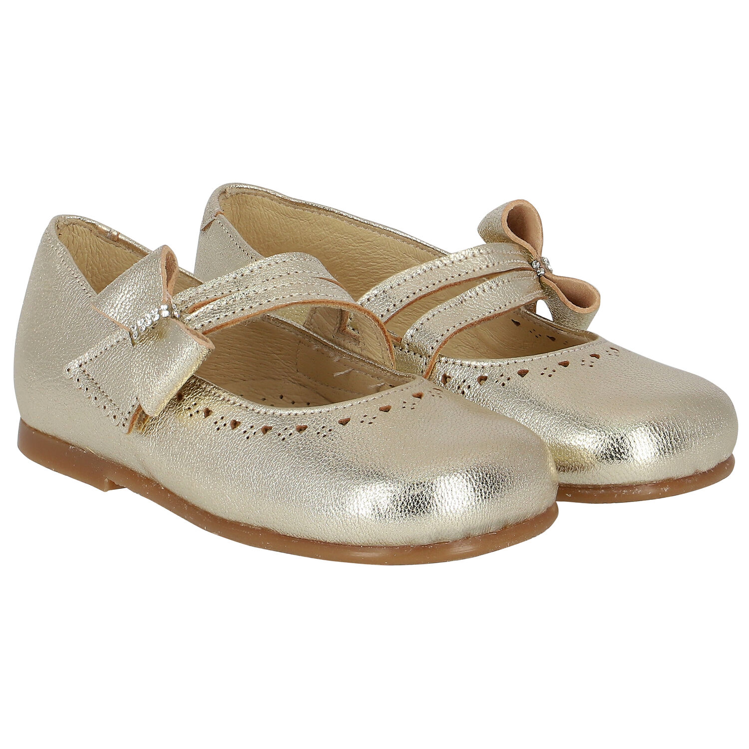 Girls Gold Embellished Bow Shoes, 2, hi-res image number null
