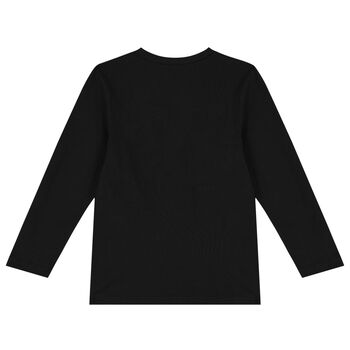 Boys Black Logo Long Sleeve Top