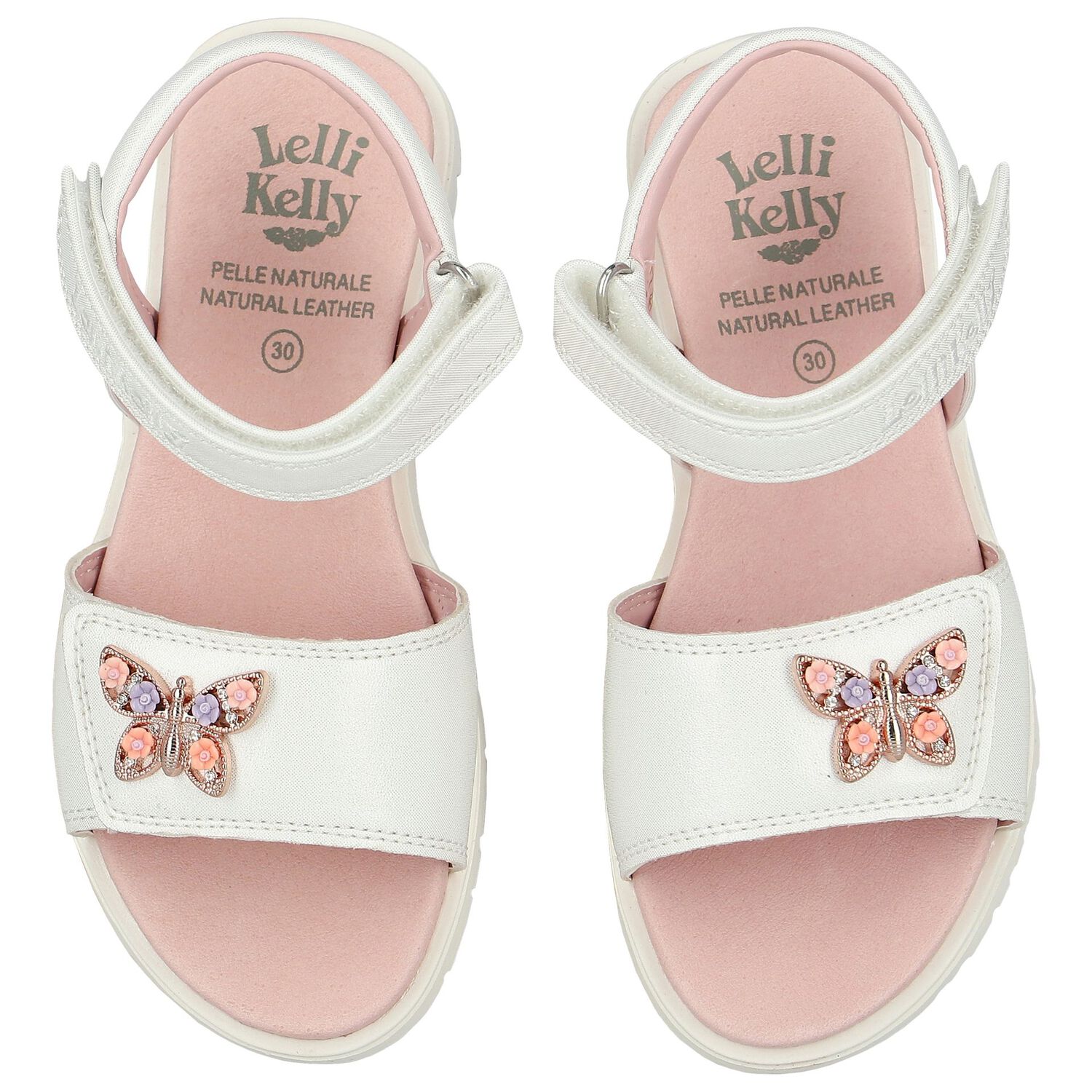 Girls White Butterfly Sandals, 1, hi-res image number null