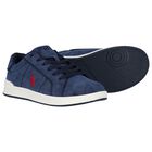 Boys Navy Blue Logo Trainers, 1, hi-res