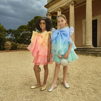 Girls Pink & Yellow Bow Layered Dress