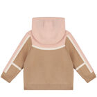 Younger Girls Pink & Beige Knitted Logo Tracksuit, 1, hi-res