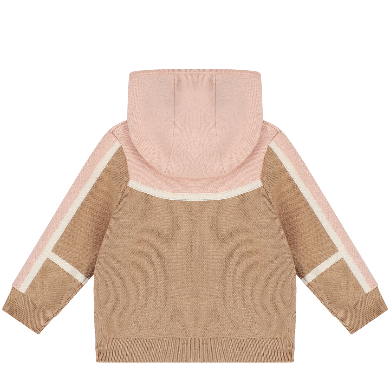 Younger Girls Pink & Beige Knitted Logo Tracksuit, 1, hi-res