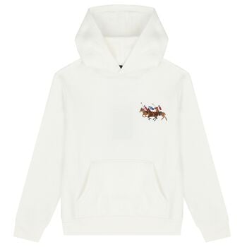 Boys White Logo Hooded Top