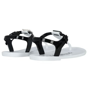 Girls White Karl & Choupette Jelly Sandals