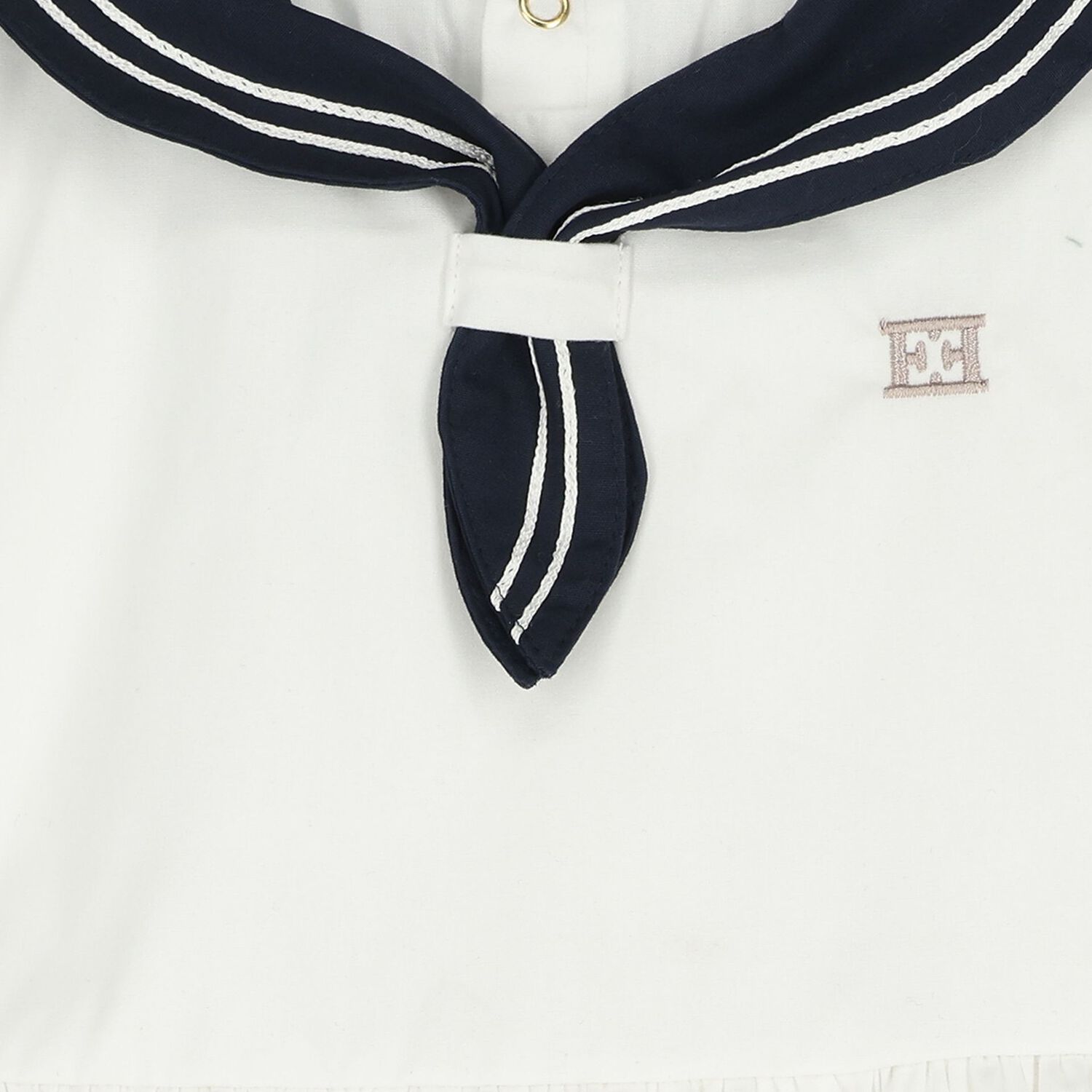 Younger Girls White & Navy Blue Logo Dress, 1, hi-res