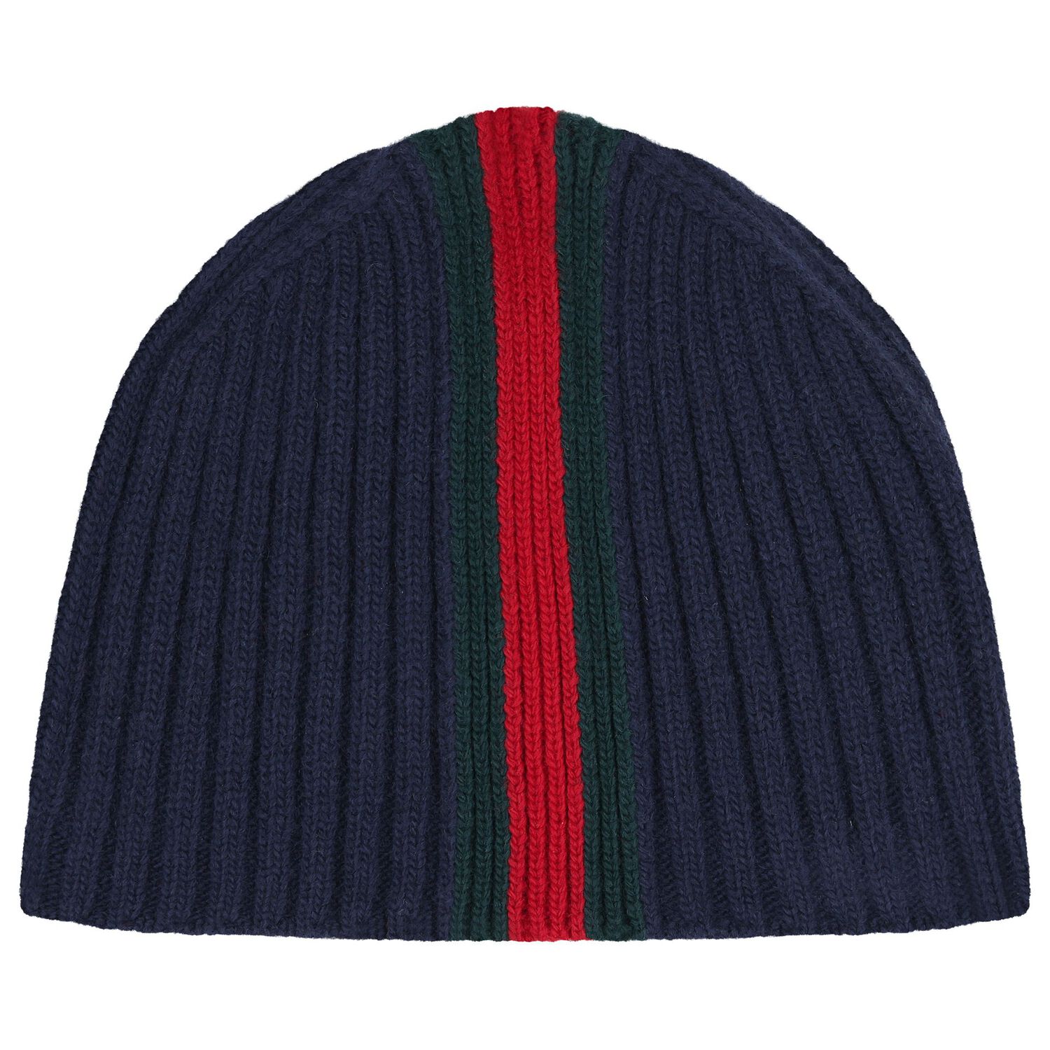 Navy Blue Web Striped Knitted Baby Hat, 1, hi-res