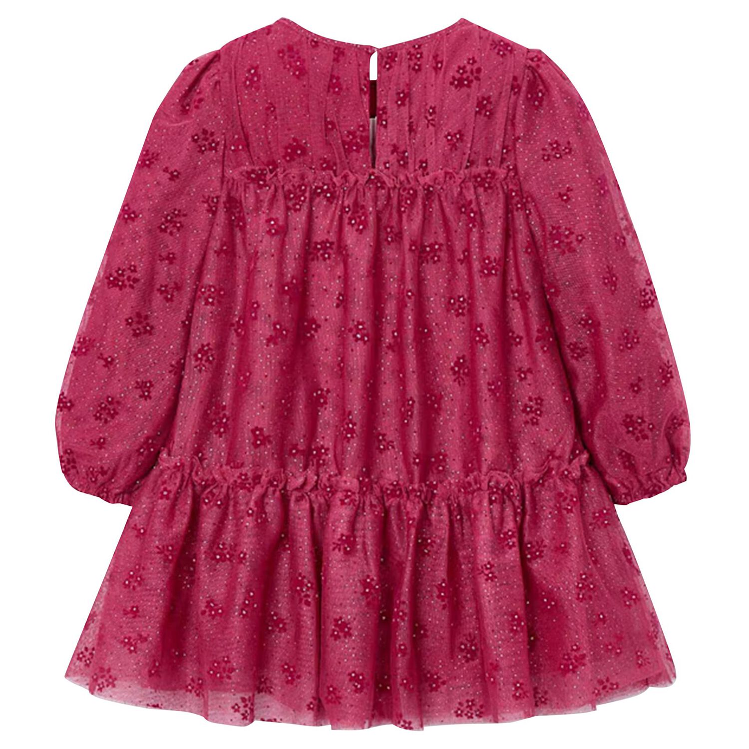 Girls Pink Heart Tulle Dress, 4, hi-res