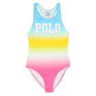 Girls Multi-Colored Logo Swimsuit, 1, hi-res