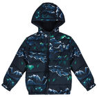 Boys Navy Blue Reversible Puffer Jacket, 1, hi-res