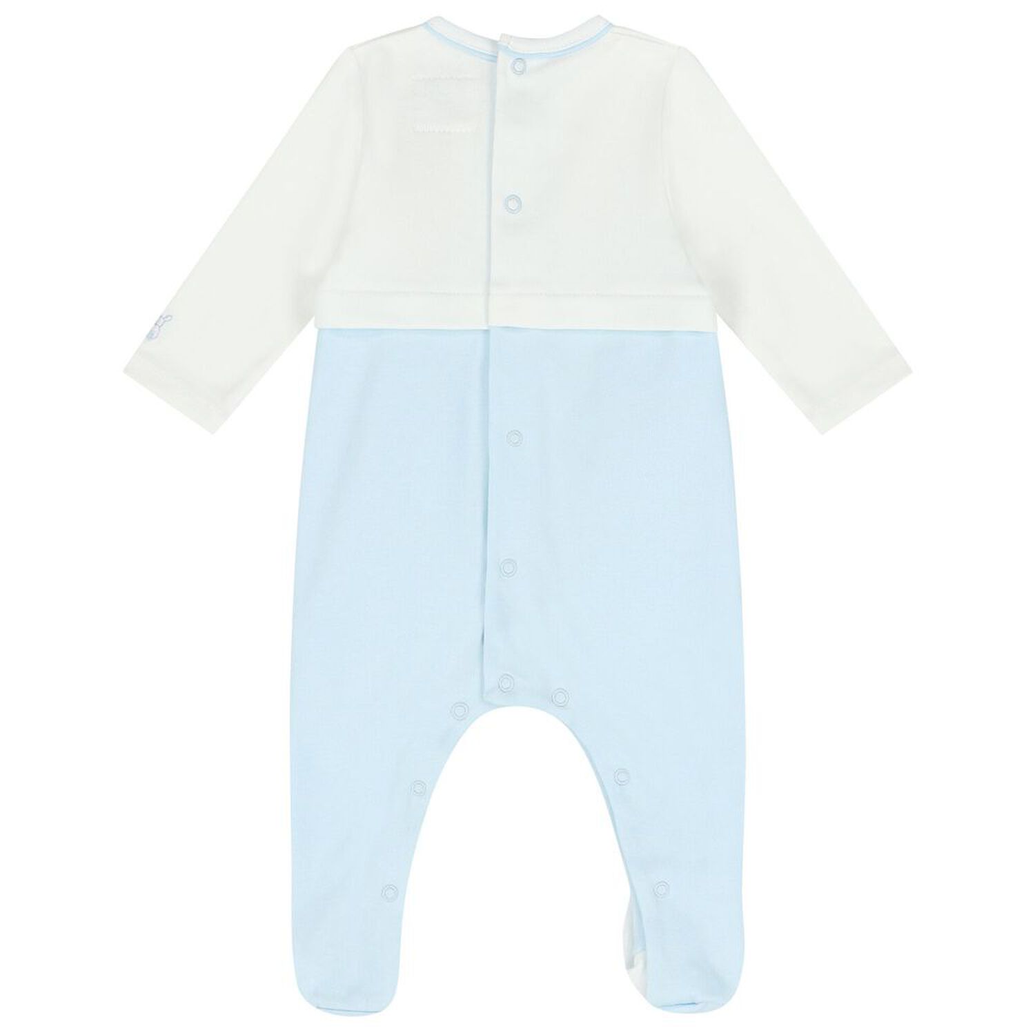 Baby Boys White & Blue Embroidered Babygrow Set, 1, hi-res