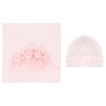 Baby Girls Pink Floral Blanket Set