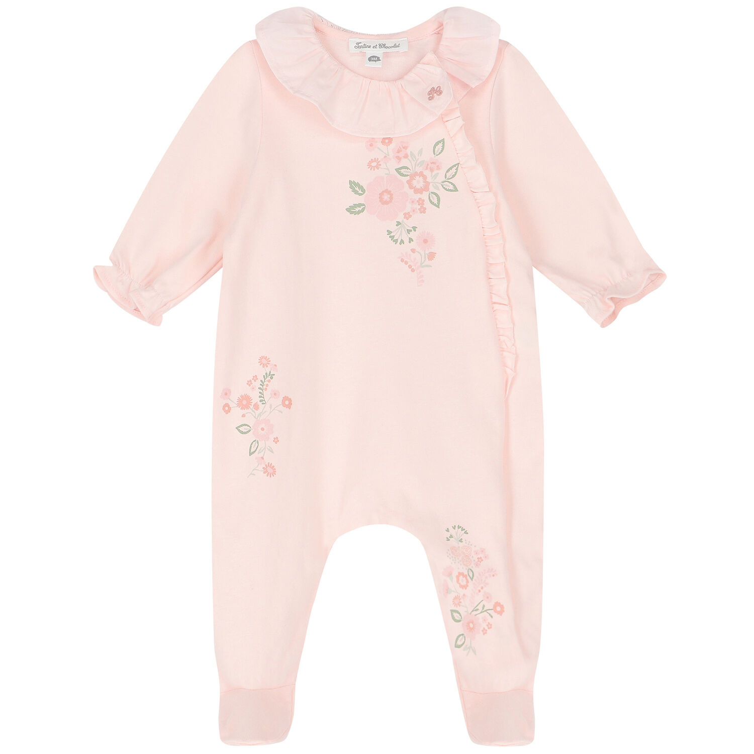 Baby Girls Pink Floral Babygrow, 1, hi-res