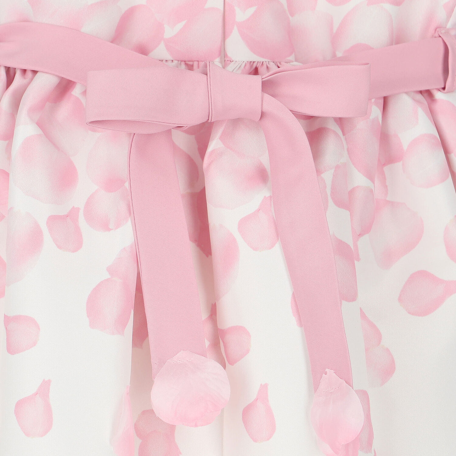 Girls White & Pink Petal Bow Dress, 1, hi-res