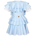 Girls Blue & White Ruffle Dress, 1, hi-res