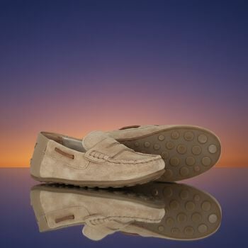 Boys Beige Suede Leather Moccasins