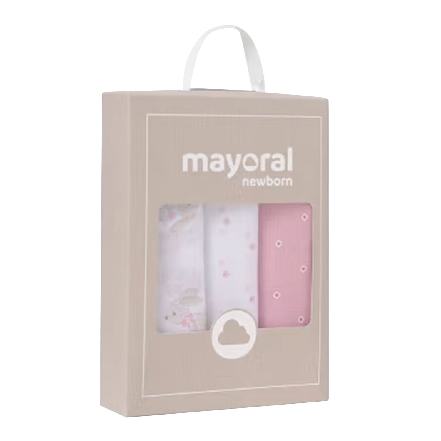 Baby Girls White & Pink Muslin Swaddles ( 3-Pack ), 2, hi-res