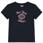 Girls Navy Blue Logo T-Shirt, 1, hi-res