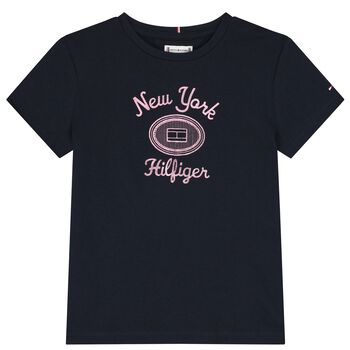 Girls Navy Blue Logo T-Shirt